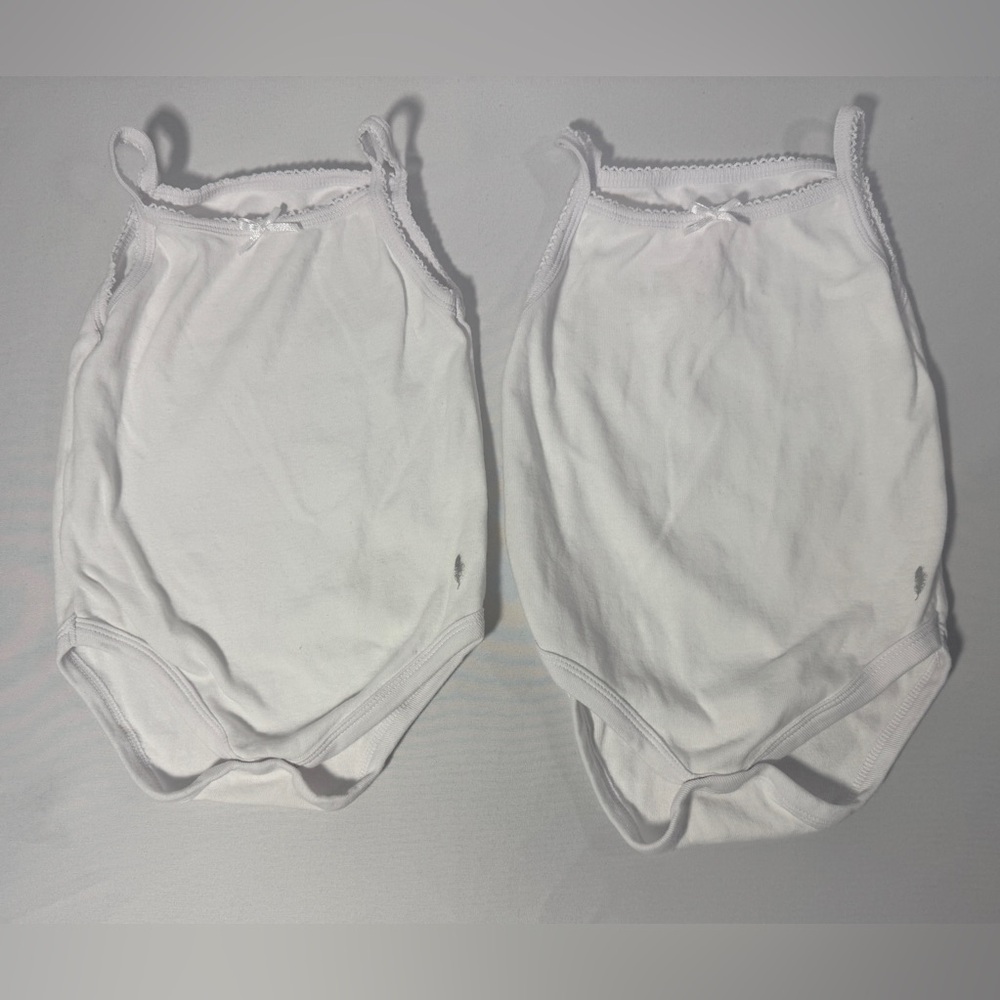 Feathers Set of 2 White One Piece Bodysuit Undershirt Tank Top Girls Sz 24 Mos